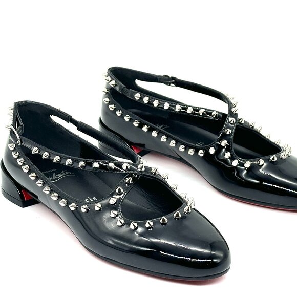 Christian Louboutin PILOUTA JANE SPIKES FLAT Criss Cross Ballerina - Picture 13 of 16